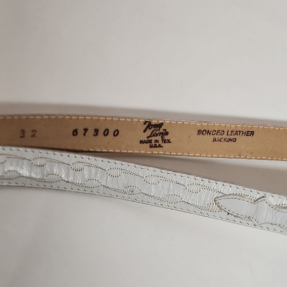 Tony Lama Vintage White Leather Belt With Silver Hardware Sz 32 main image 6